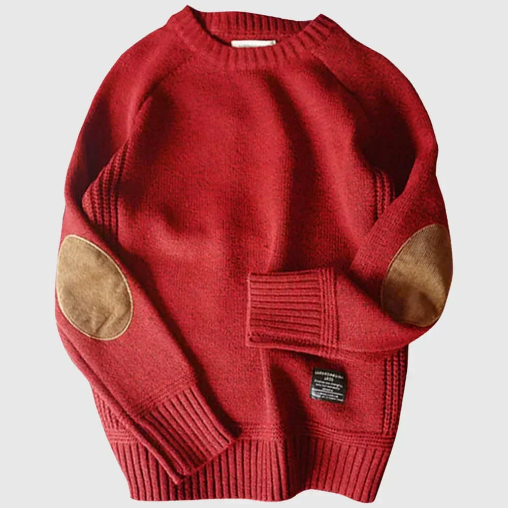 Gregory – Classic Elbow Patch Knit Sweater for Men