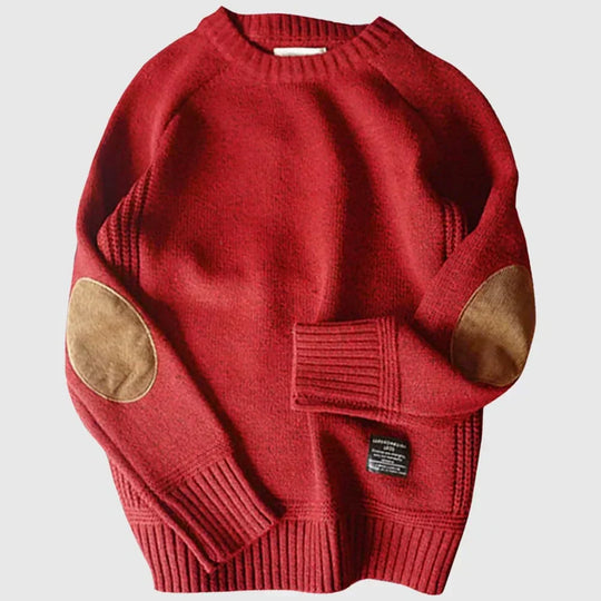 Gregory – Classic Elbow Patch Knit Sweater for Men