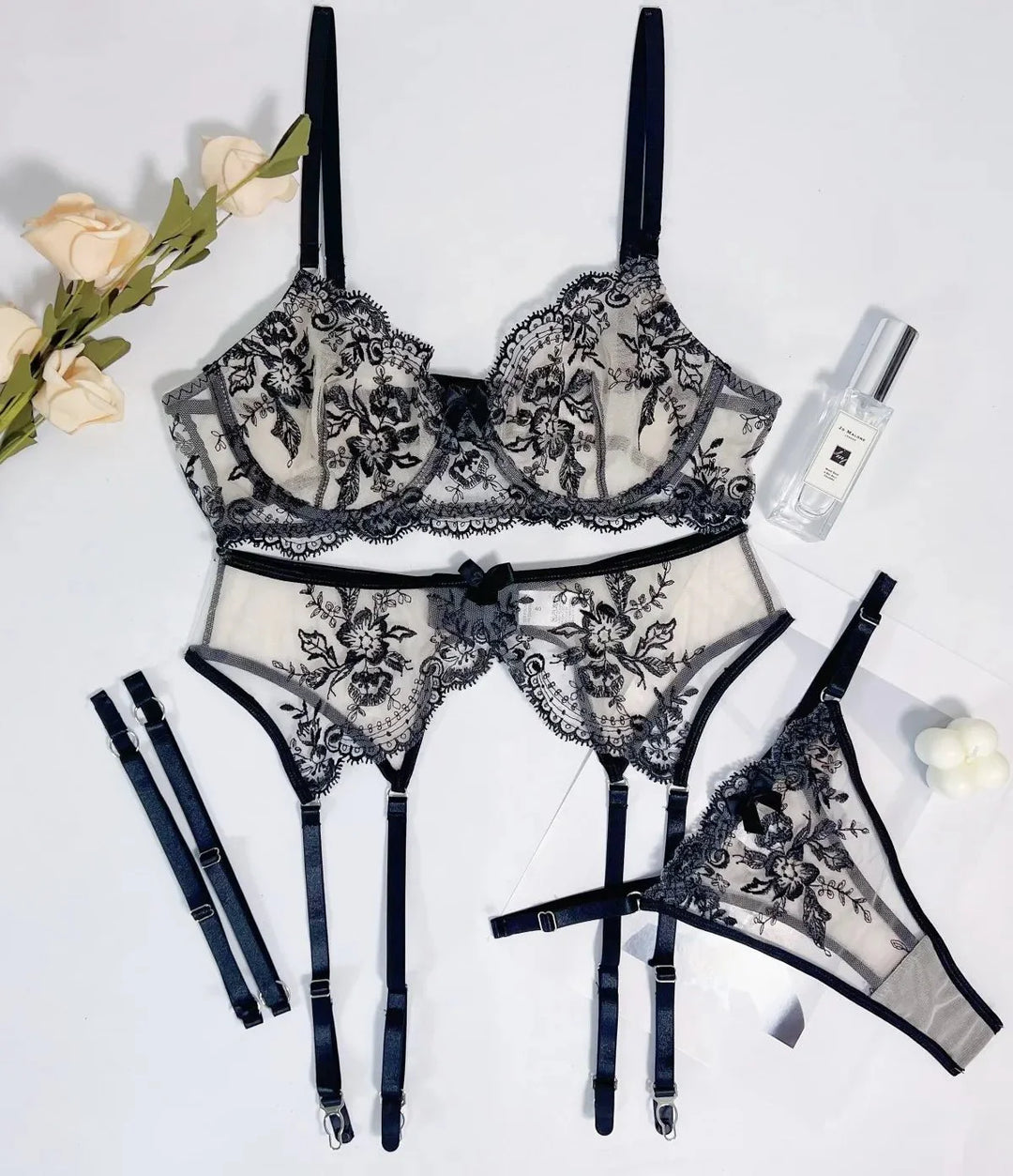 Velina – Embroidered Lingerie Ensemble