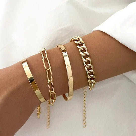 Mattea – Gold-Plated Bracelet & Earring Set for Women