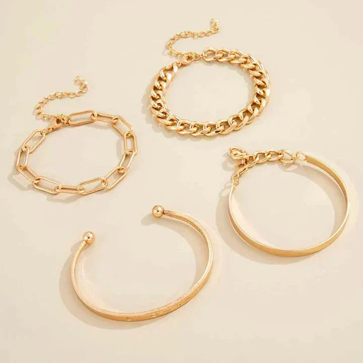 Mattea – Gold-Plated Bracelet & Earring Set for Women