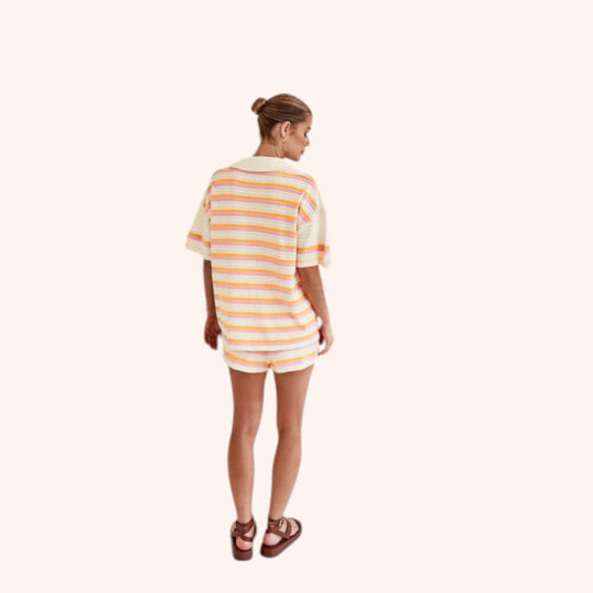 Candice – Striped Button-Up Beach Shirt for Women