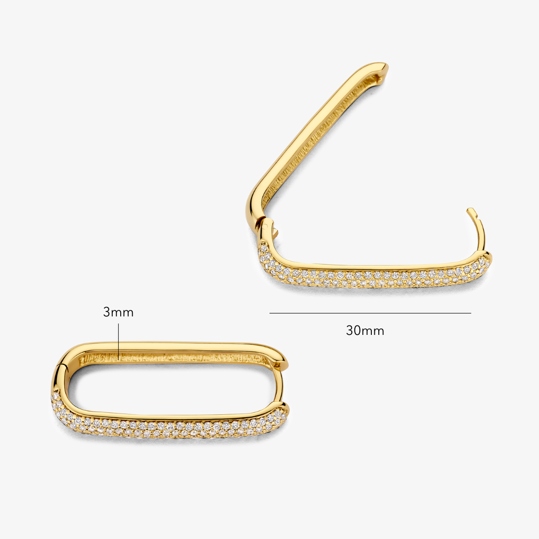 Beanie – Pave Gold Elongated Hoop Earrings