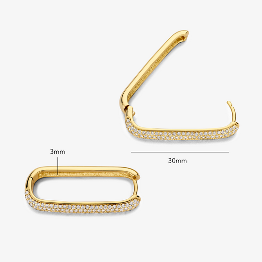 Beanie – Pave Gold Elongated Hoop Earrings