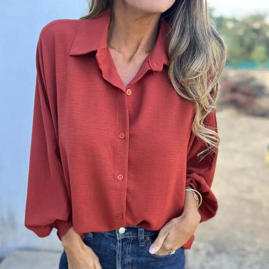 Sapir – Satin Button-Up Blouse for Women