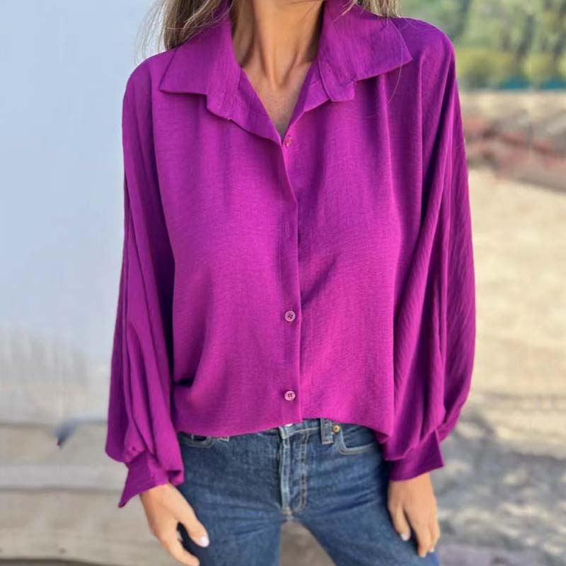 Sapir – Satin Button-Up Blouse for Women