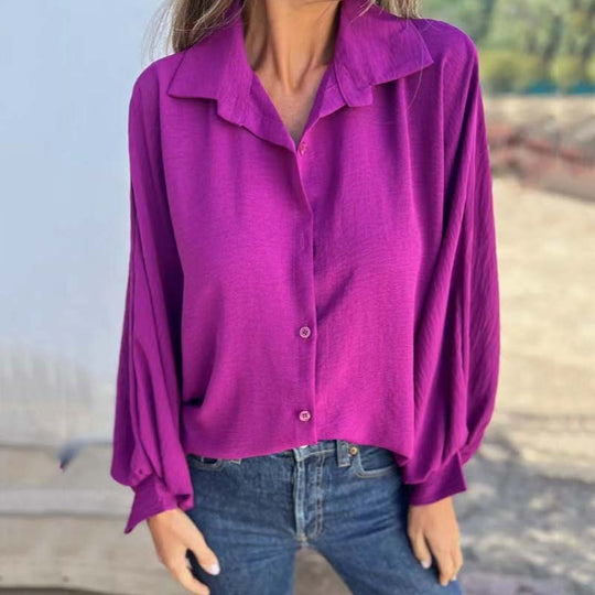 Sapir – Satin Button-Up Blouse for Women