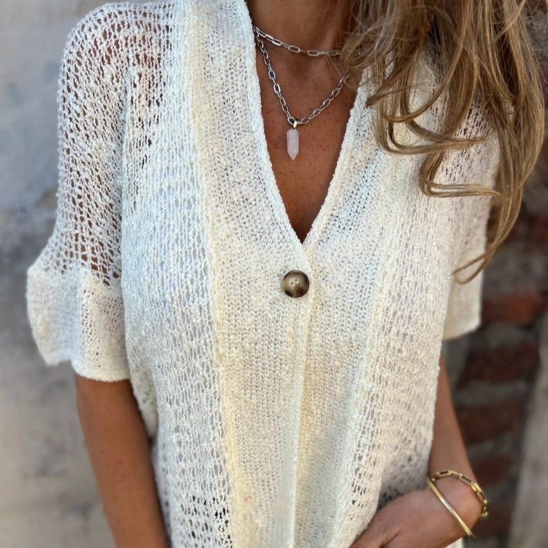 Gia – Open Knit Button Cardigan for Women