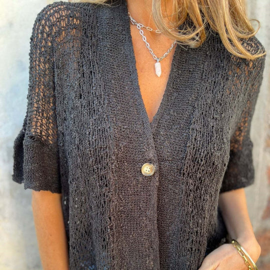 Gia – Open Knit Button Cardigan for Women