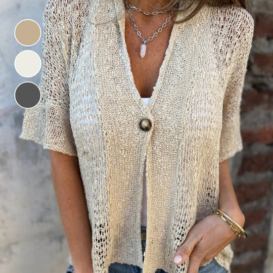 Gia – Open Knit Button Cardigan for Women