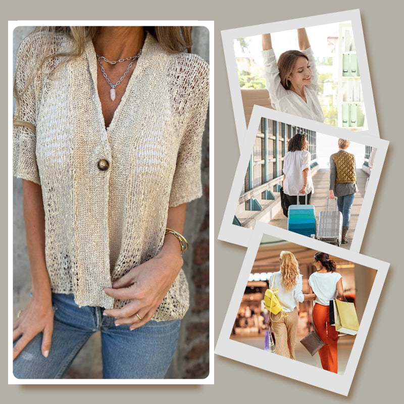 Gia – Open Knit Button Cardigan for Women