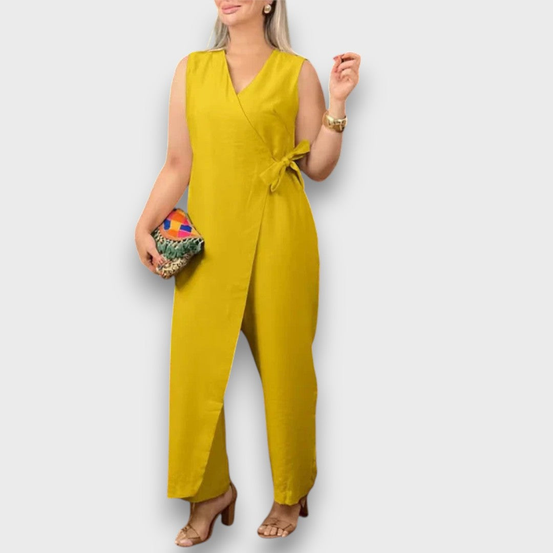 Zafina – Wrap Jumpsuit with Waist Tie