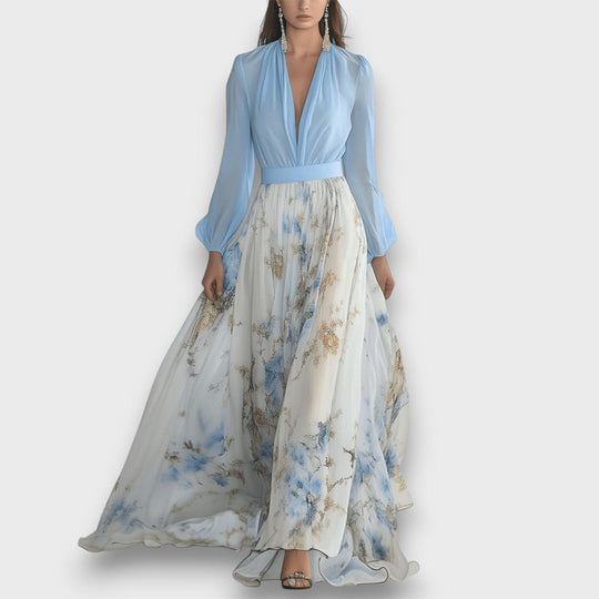Cara – Flowing Maxi Dress with Floral Elegance