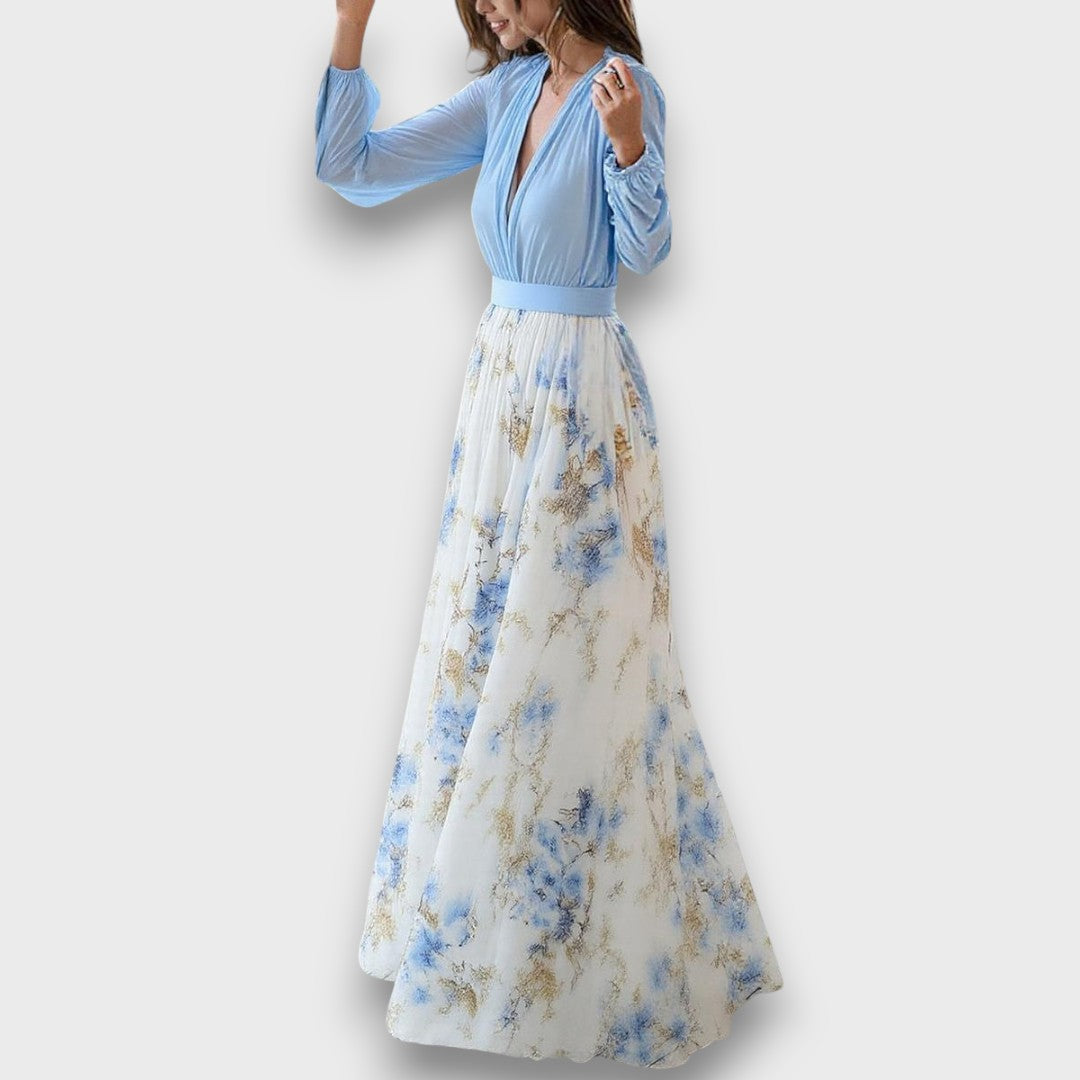 Cara – Flowing Maxi Dress with Floral Elegance