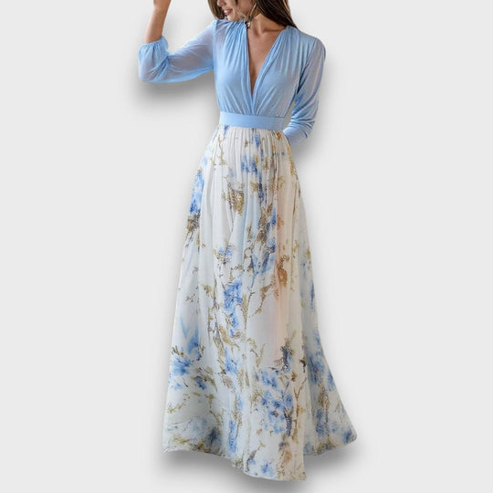 Cara – Flowing Maxi Dress with Floral Elegance