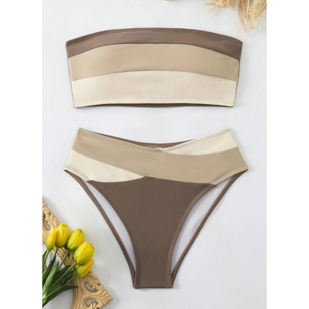 Brielle – Colorblock Bandeau Bikini Set