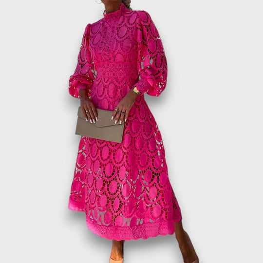 Charlotte – Romantic Midi Dress with Defined Waist