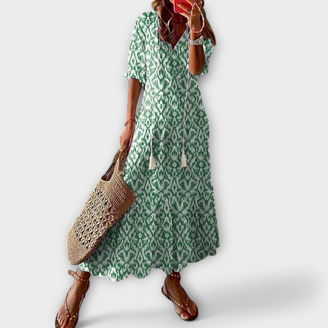 Yvana – Boho Maxi Dress with Ethnic Pattern