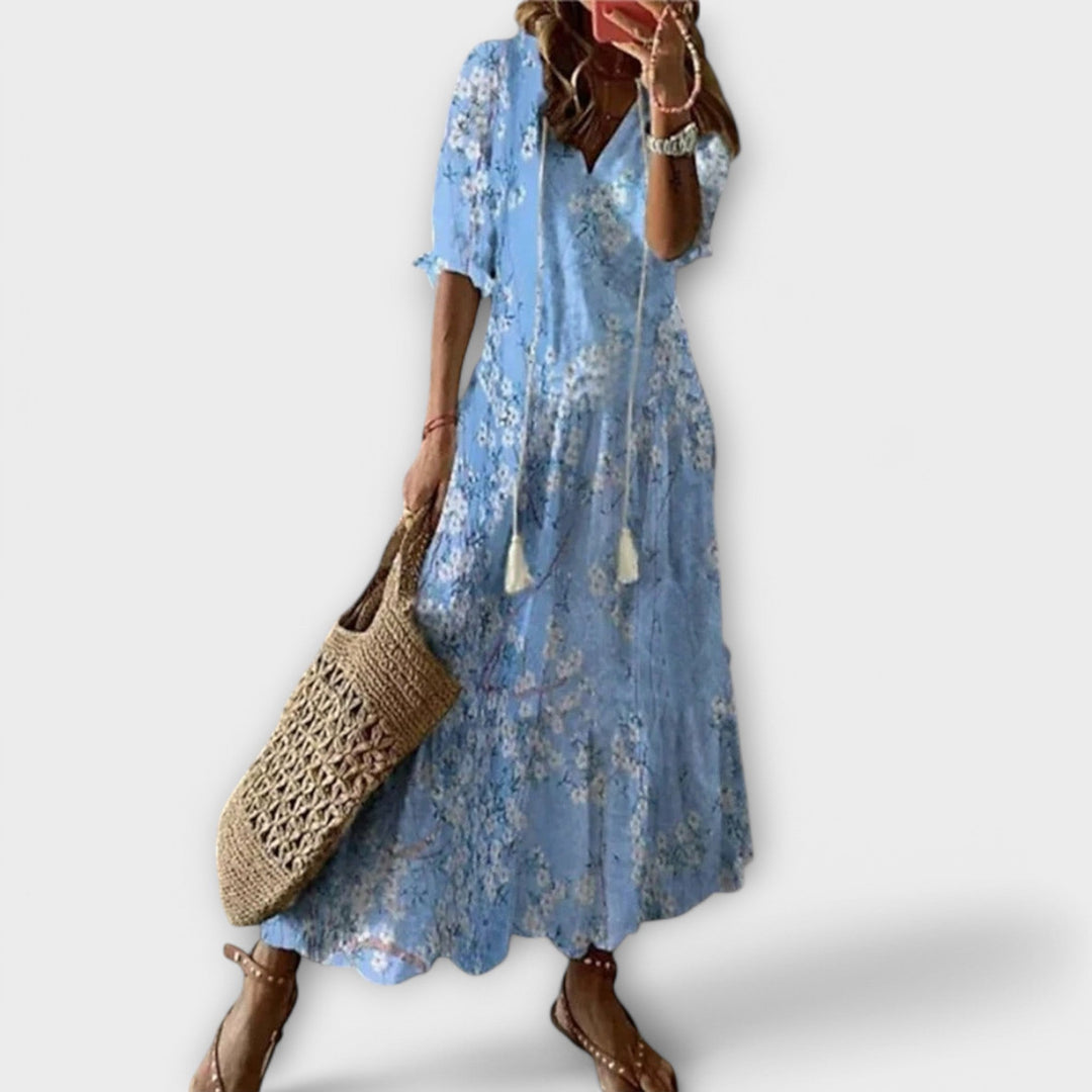 Yvana – Boho Maxi Dress with Ethnic Pattern