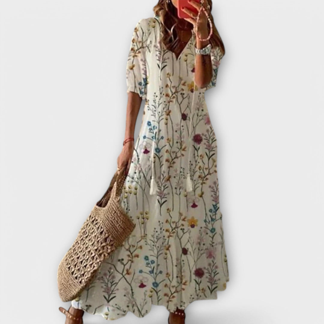 Yvana – Boho Maxi Dress with Ethnic Pattern