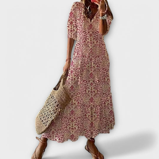 Yvana – Boho Maxi Dress with Ethnic Pattern