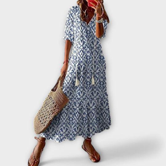 Yvana – Boho Maxi Dress with Ethnic Pattern