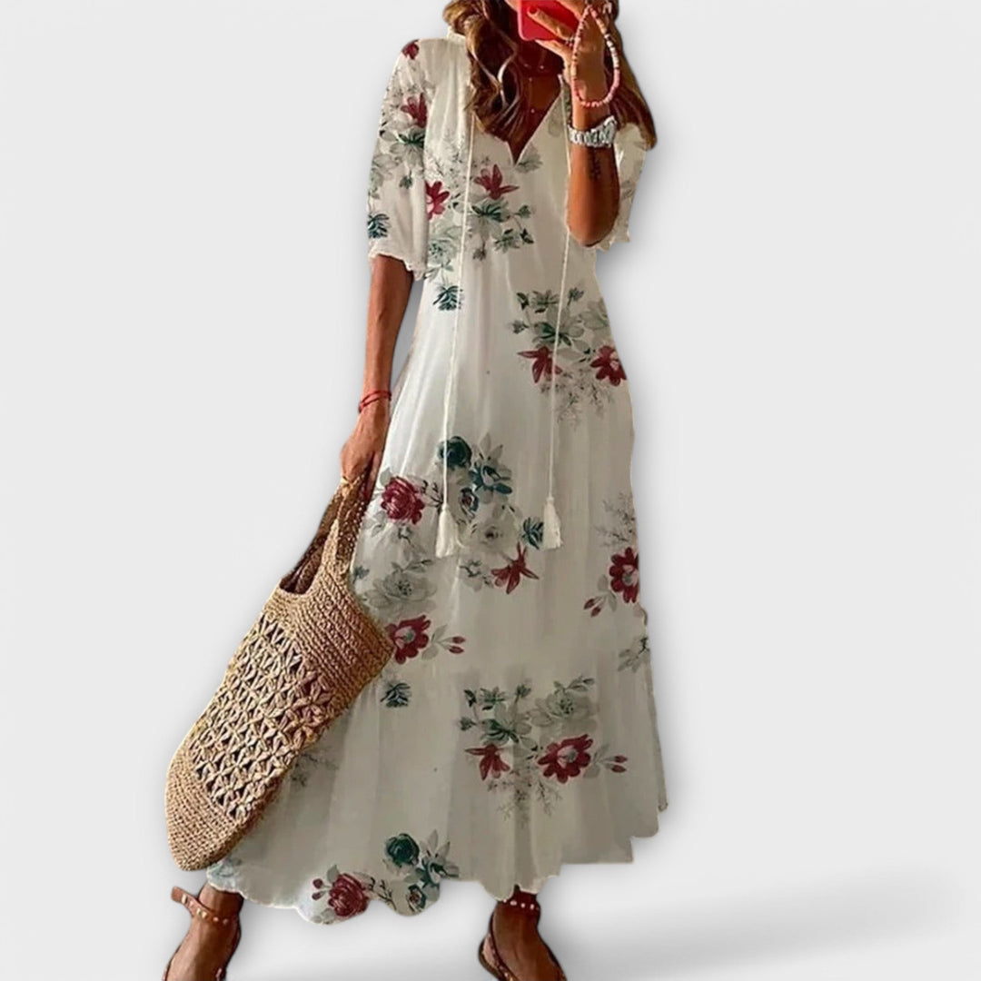 Yvana – Boho Maxi Dress with Ethnic Pattern
