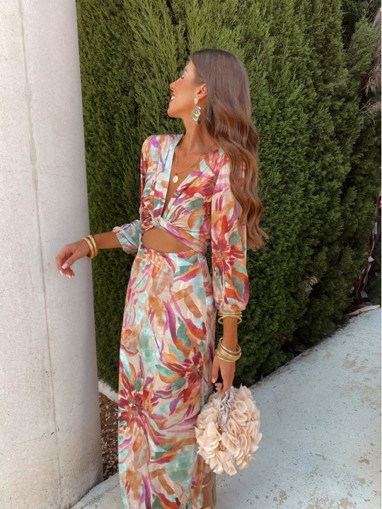 Carina | Midi Dress with Abstract Print