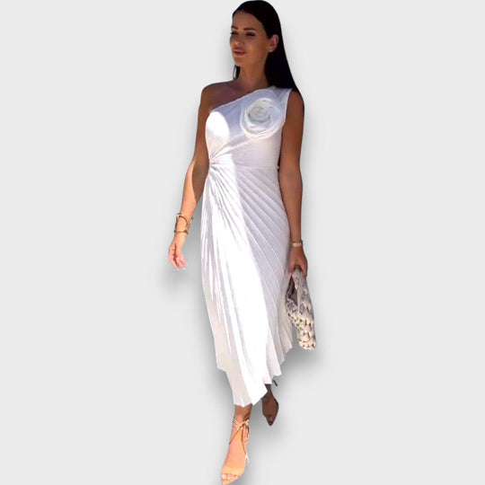 Lunelle – Asymmetrical Dress with Rose Detail