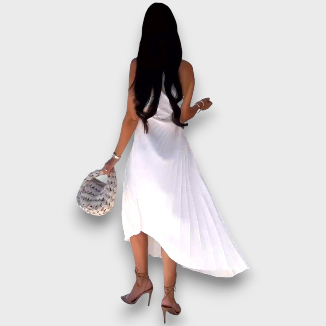Lunelle – Asymmetrical Dress with Rose Detail