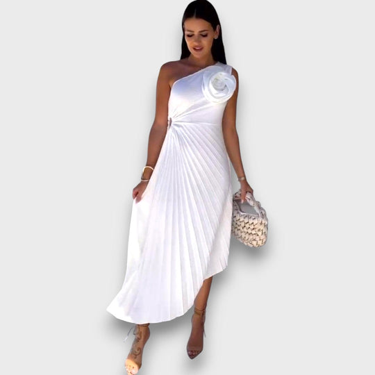 Lunelle – Asymmetrical Dress with Rose Detail
