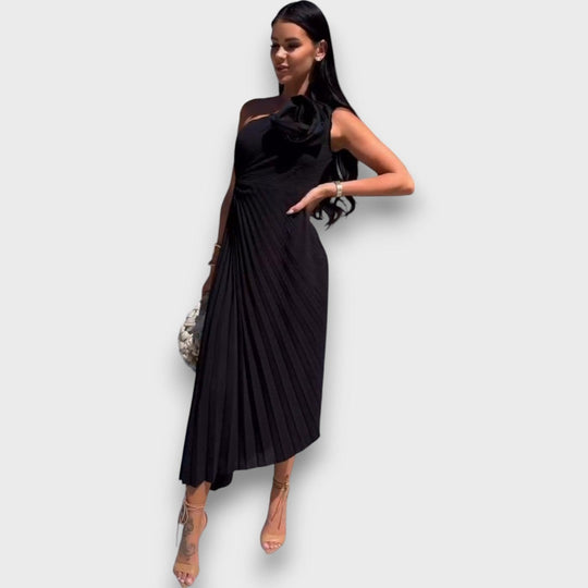 Lunelle – Asymmetrical Dress with Rose Detail