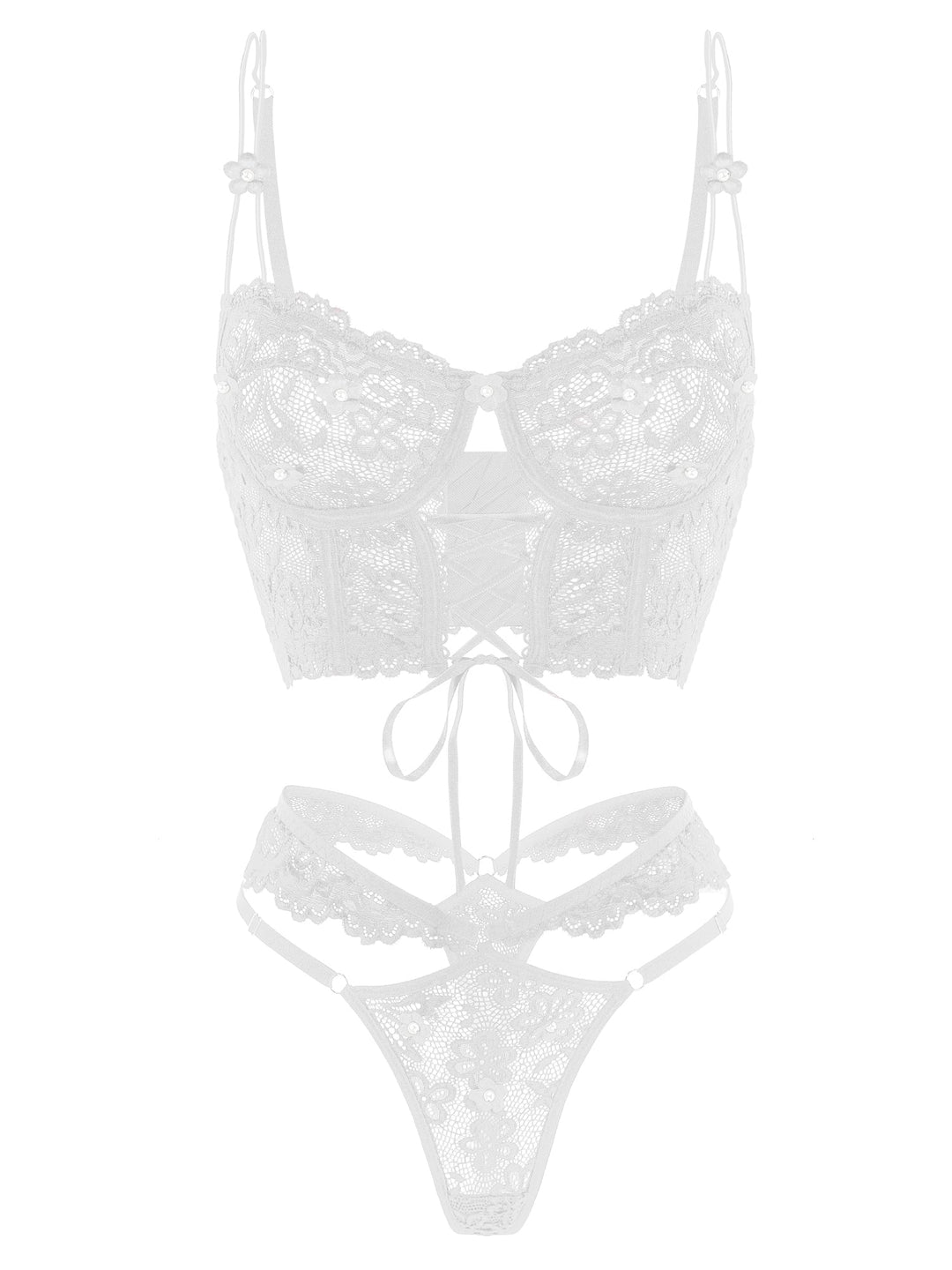 Meliora – White Lace Blossom Lingerie Set for Women