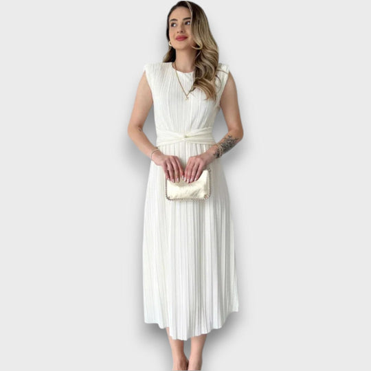Nirelle – Pleated Midi Dress with Waist Detail