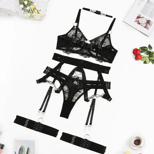 Kira – Bold Floral Harness Lingerie for Women