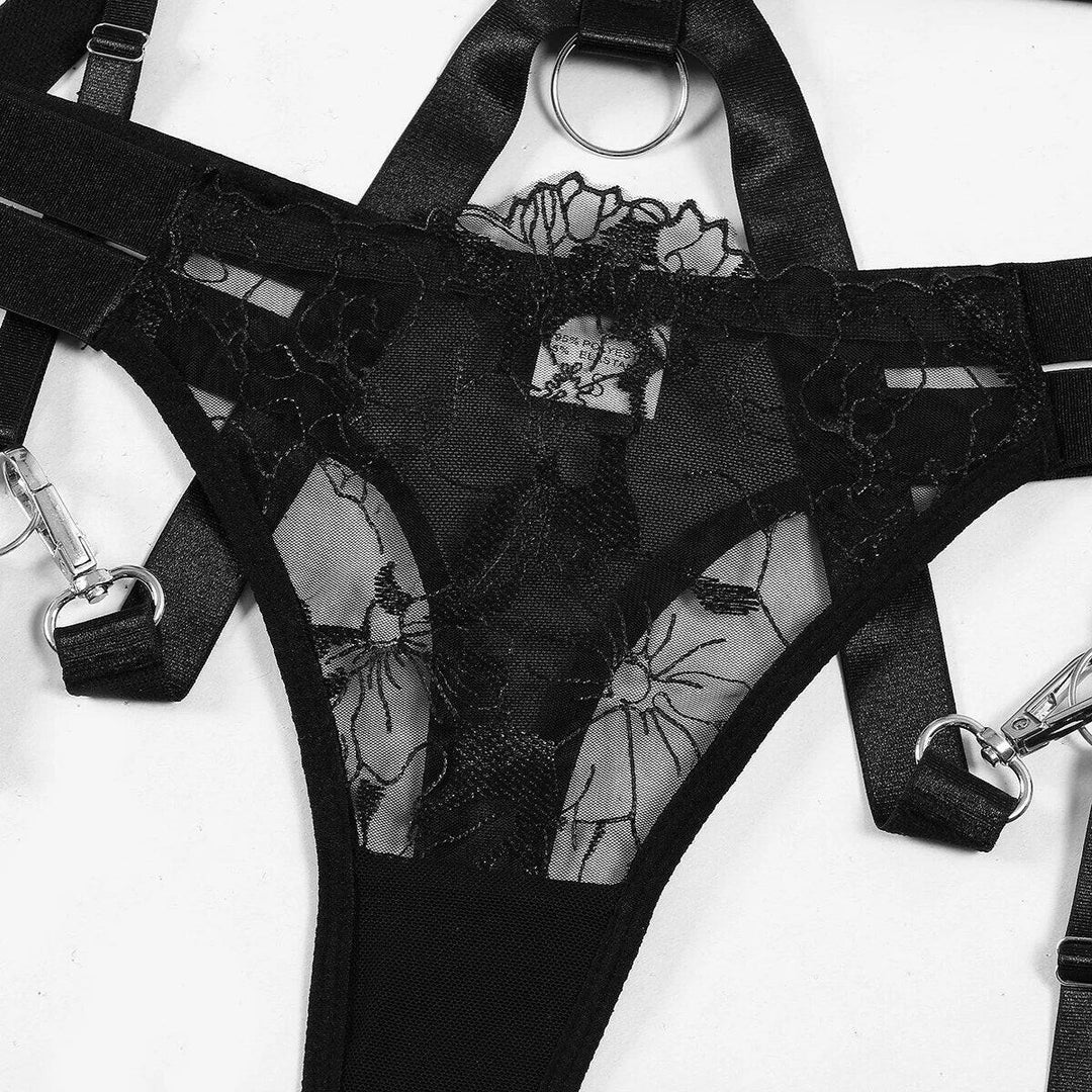 Kira – Bold Floral Harness Lingerie for Women